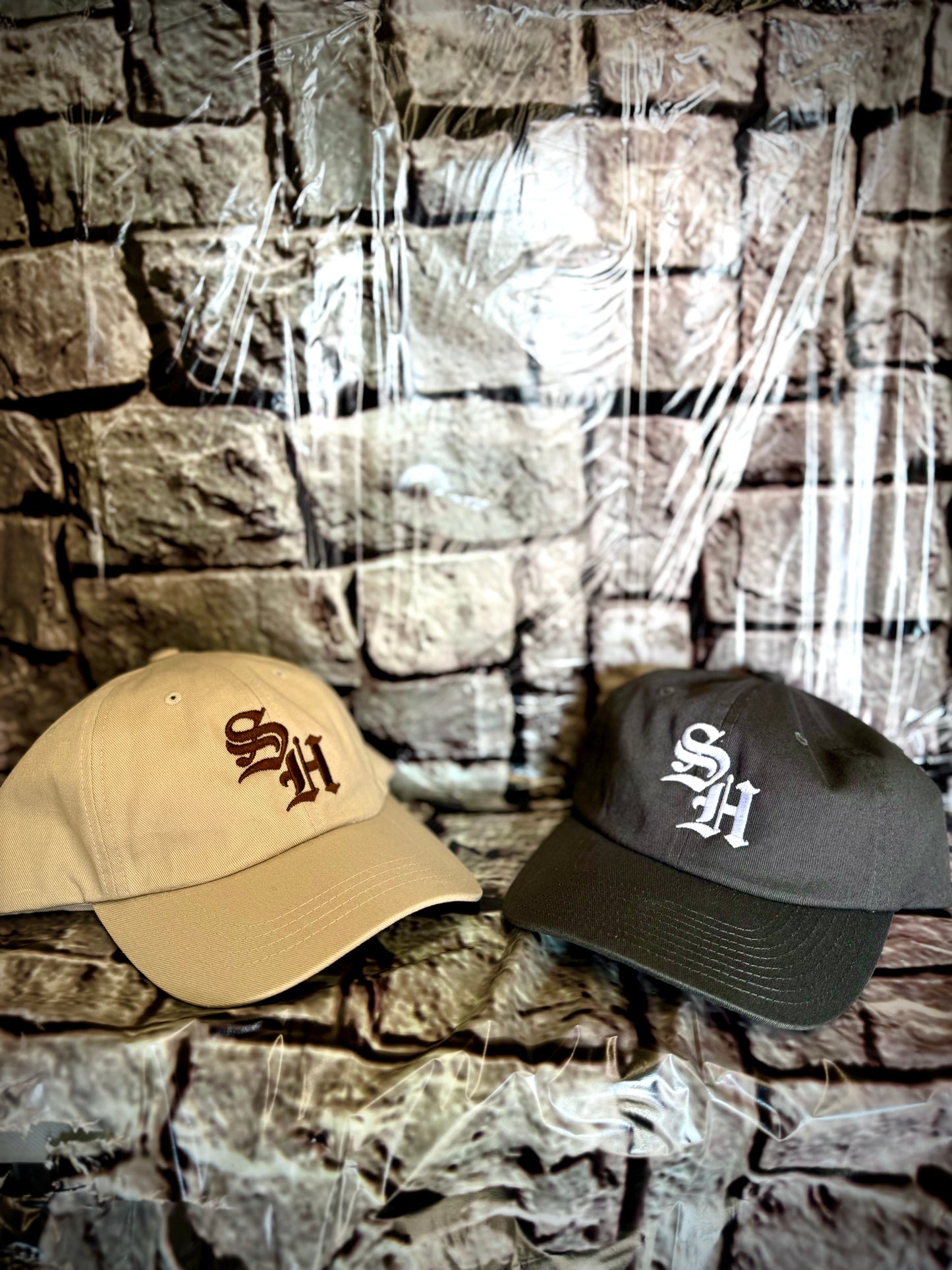Beige S.H. baseball cap