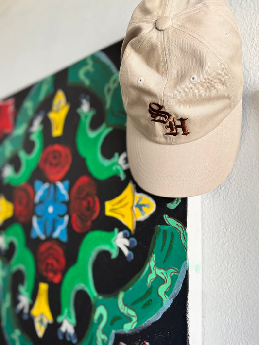 Beige S.H. baseball cap